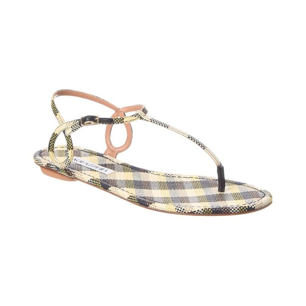 Aquazzura Logo Leather Sandal, Brown